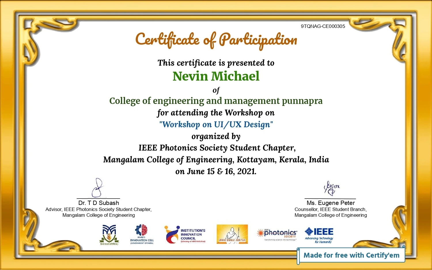 Workshop on UI/UX Design