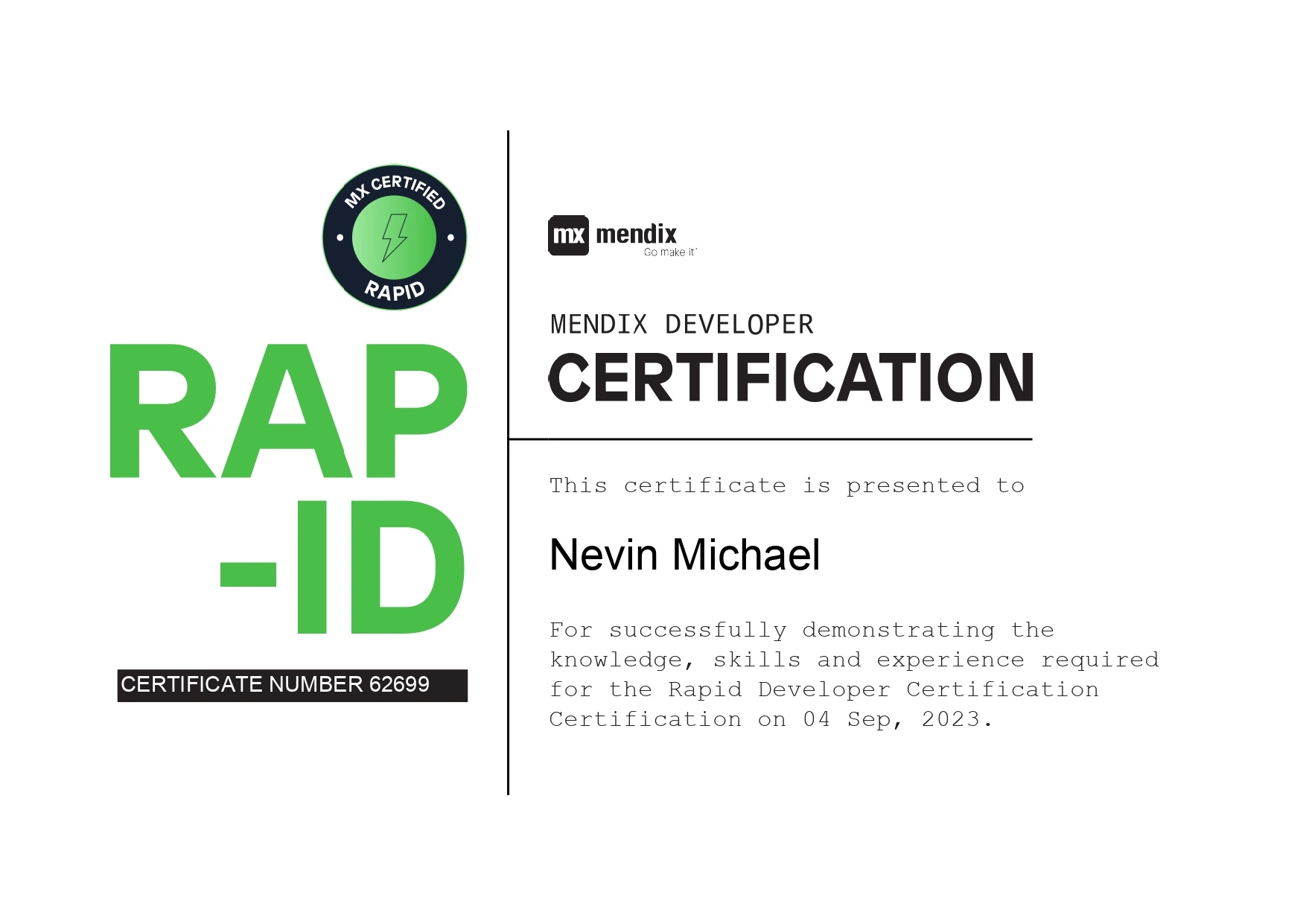 Mendix Rapid Developer Certification